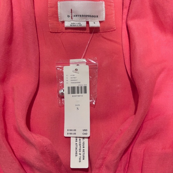 Anthropologie Short Coral color dress with puff sleeves - Picture 6 of 6